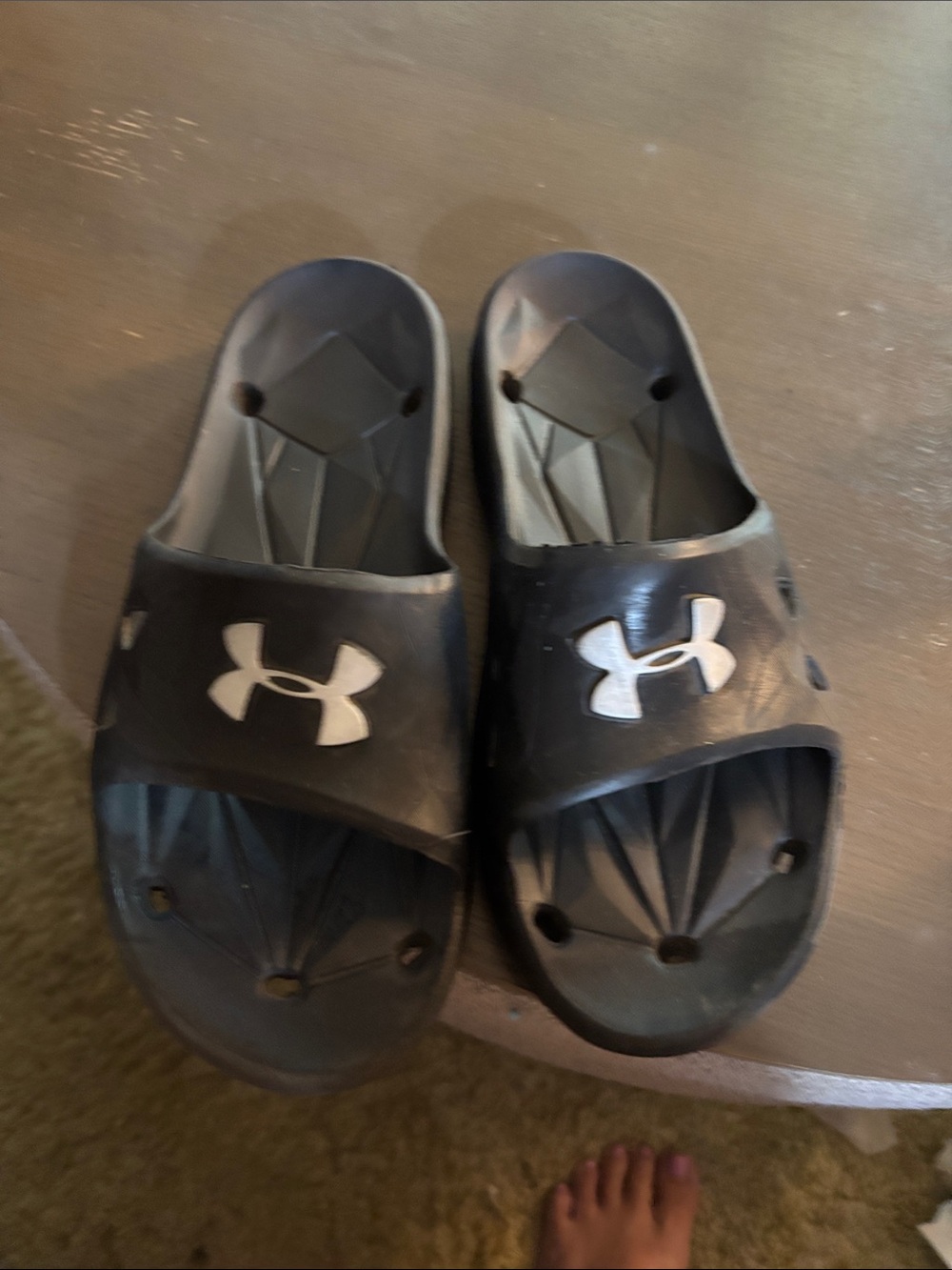 Under Armour Black Slides with White Logo Accent